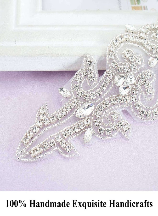 Pardecor Wedding Dress Sash Wedding Belt Rhinestone Belt Bridal Trim Rhinestone Applique Dress Belt Crystal Sash Accessories (204 Silver) - Image 4